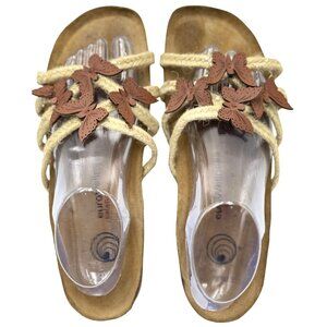 Euro Wellness Balance Womens Sandals Size 10 Butterfly Rope Leather Accents